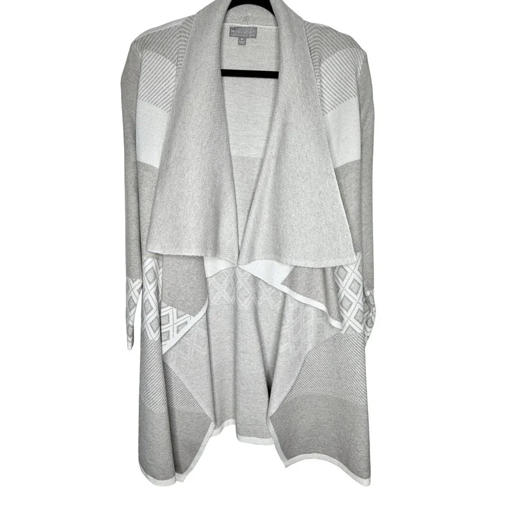 Evolution by Cyrus Cardigan Women M Grey Excellent Draped Waterfall Knit Sweater